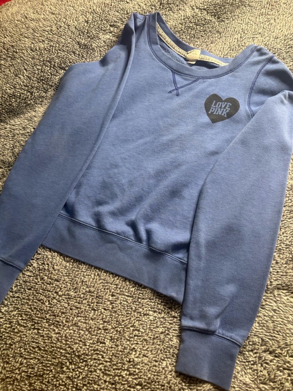 PINK Victoria's Secret Blue Crewneck with Heart Logo